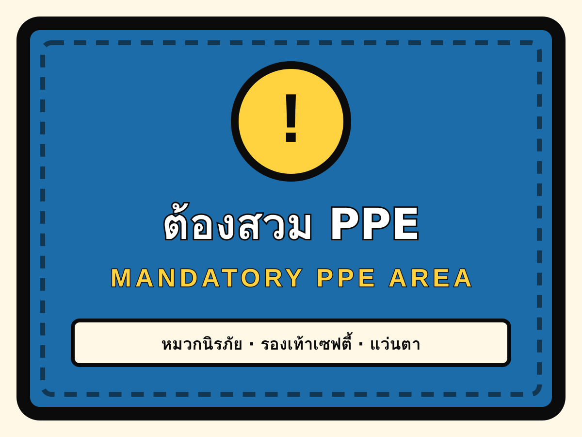 ป้ายพื้นที่ต้องสวม PPE